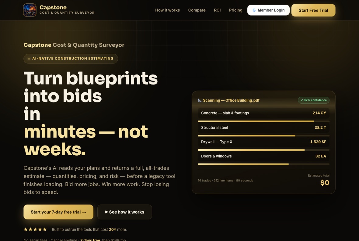 Capstone Pro Estimate shown in use
