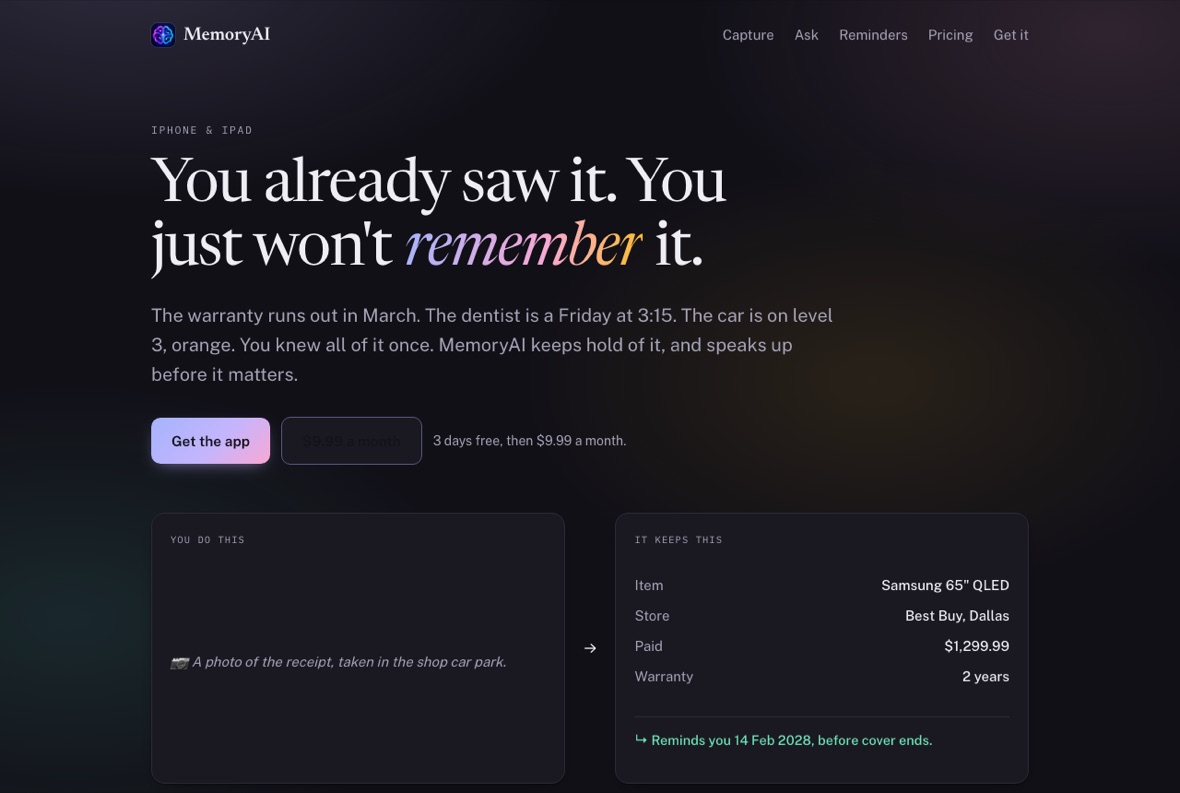 MemoryAI shown in use